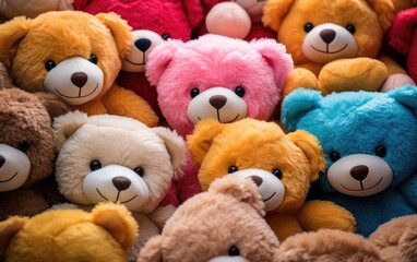 Colorful teddy bears background. Generative AI