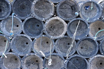 close up of a lobster and crab pots