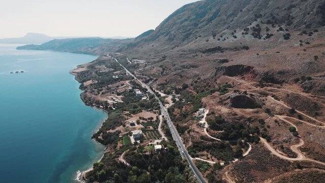 Souda Bay, Ormos Soudas near Chania, Greece by drone. High quality 4k footage