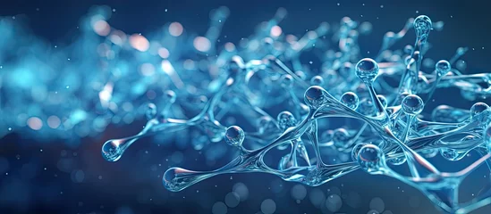 Fotobehang Water molecules design DNA background for science banner or flyer Science or medical background rendering illustration © TheWaterMeloonProjec