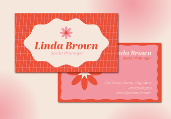 Pink Grid Business Card