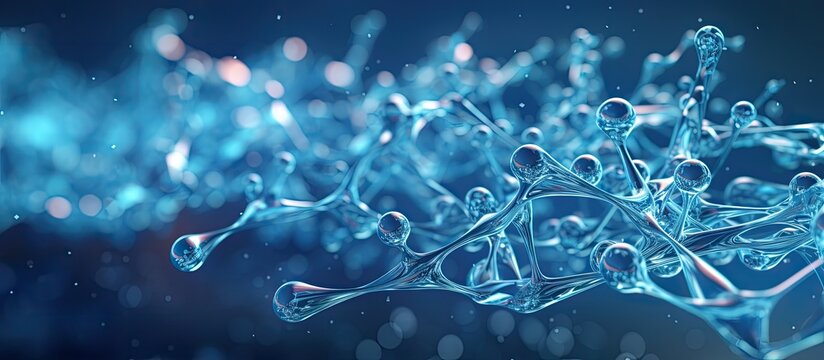 Water molecules design DNA background for science banner or flyer Science or medical background rendering illustration