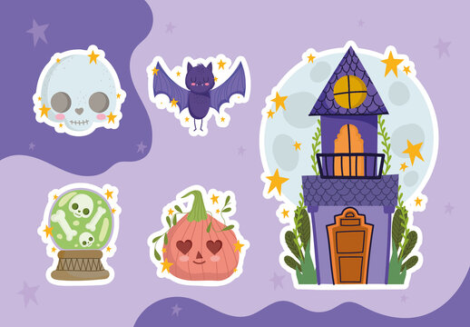 Cute Spooky Halloween Witchcraft Sticker Set