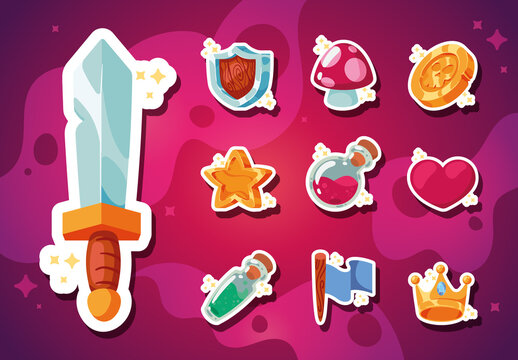 Colorful Fantasy RPG Game Item Sticker Set