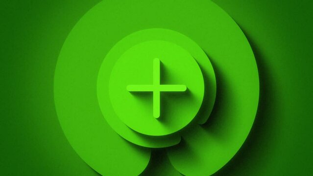 3D Circular Plus Sign Rotation Background Animation (Green, Grainy) [4K]