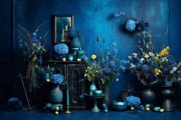 vibrant blue and dark backdrop. Generative AI