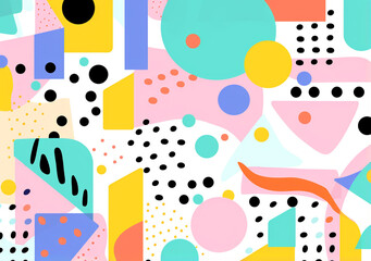 Memphis Medley Unveiled Colorful Abstract Shapes Harmonious Memphis Hues Abstract Geometric Delight