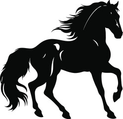 Running horse black silhouette. Vector illustration.