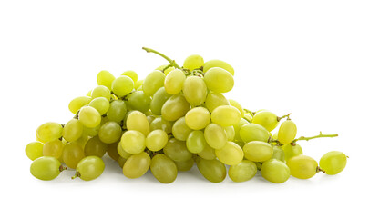 Fresh green grapes on white background