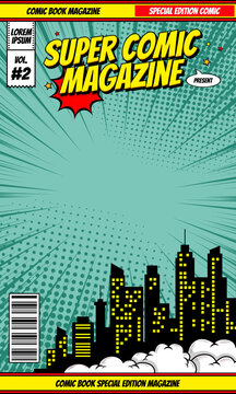 Cartoon comic magazine template background