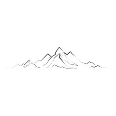  Minimalist Mountain Print, Mountain Line Art, Nature Prints, Printable Wall Art Line Drawing Landscape