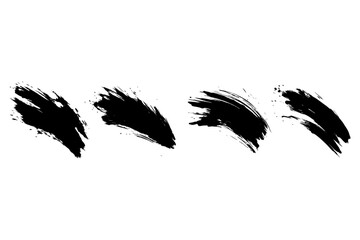 Black Set Paint and Grungy Brushes Collection: Brush Strokes, Lines, Frames, Box in PNG Vector on Transparent Background