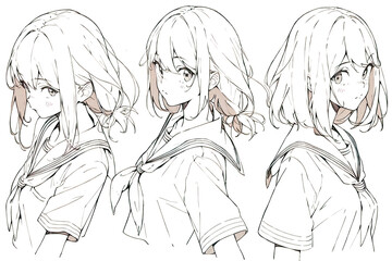 anime manga sketch drawing pencil of a girl