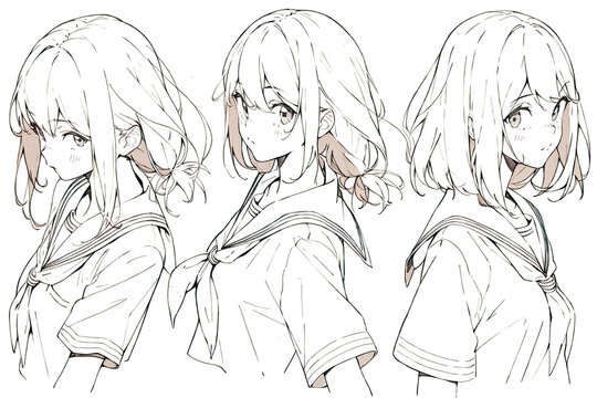 anime manga sketch drawing pencil of a girl