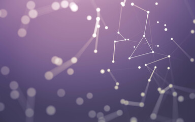 Abstract background. Molecules technology with polygonal shapes, connecting dots and lines. Connection structure. Big data visualization.