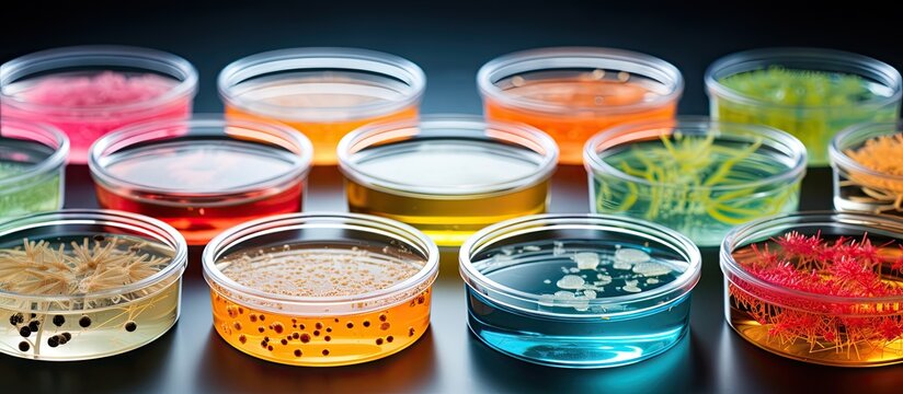 Microbiology lab studies bacterial and mold colonies on agar plates from soil samples focusing on their characteristics and diverse shapes