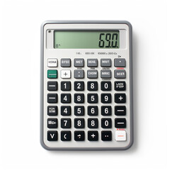 A closeup photo of an calculator isolated
