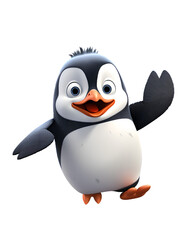 Cute Transparent Penguin Characters in a 3D Winter Wonderland Generative AI