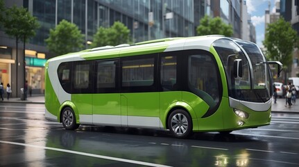 Fototapeta premium 電気エコバス、自動操縦｜Electric eco bus, autopilot. Generative AI