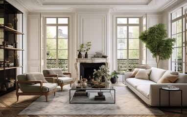A cozy Parisian living room. Generative AI