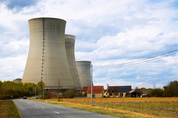 Cooling towers of nuclear power plant Dampierre, France