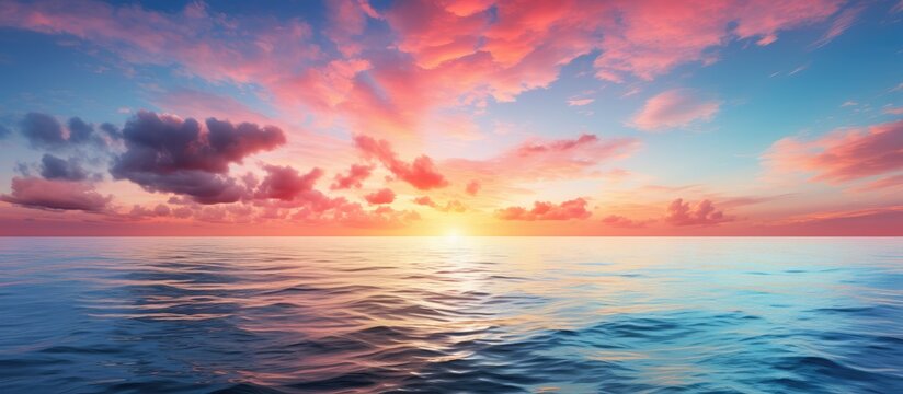 Colorful seascape with inspirational sunrise sky perfect for meditation