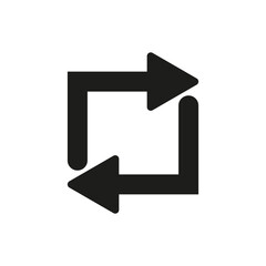 Square cyclic rotation icon. Arrow sign. App element. Technology concept. Line design. Vector illustration.