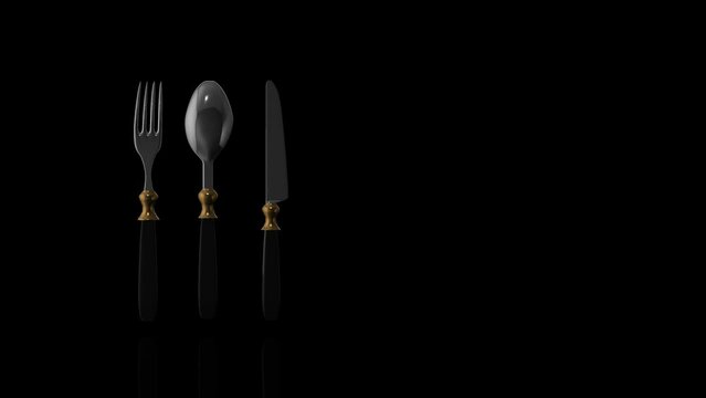 Cutlery Set Turns on itself - loop animation
