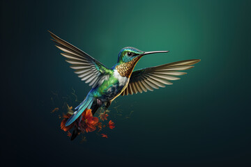 Obraz premium Image of a hummingbird flying. Birds. Wildlife Animals. Illustration, Generative AI.