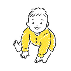 座っている赤ちゃん　イラスト
