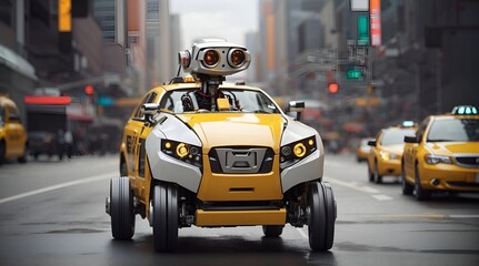 ロボットタクシー、自動運転、無人化｜robot taxi, autonomous driving, unmanned. Generative AI