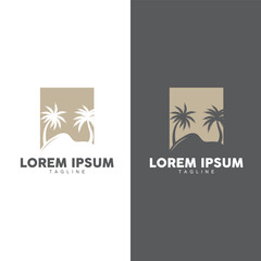 Coconut Tree Logo Design, Beach Plant Vector, Palm Tree Summer, Illustration Template
