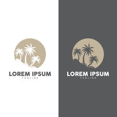 Coconut Tree Logo Design, Beach Plant Vector, Palm Tree Summer, Illustration Template