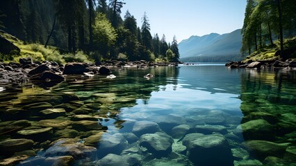 A Calm Reflective Lake With a Forest On The Side
