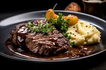 Sizzling Sirloin Steak with Caramelized Onions: A Mouthwatering Close-Up of Zwiebelrostbraten