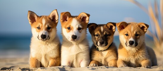 Dingoes gathered by the shore of Fraser Island - Powered by Adobe