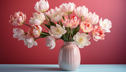 A vibrant bouquet of tulips brings freshness and beauty indoors generated by AI