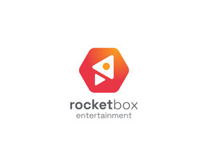 Minimal rocket box logo gradient