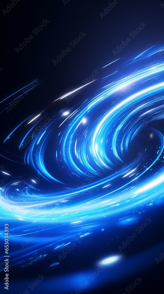 Wall mural an abstract blue background with light waves and shapes. generative ai.
