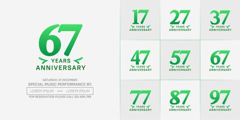 set of anniversary logo with green number on white background can be use for celebration