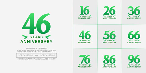 set of anniversary logo with green number on white background can be use for celebration