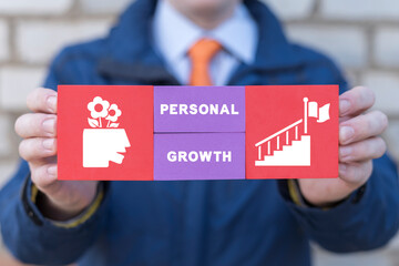 Personal growth concept. Getting better at a job or general personal progress in life improving and...