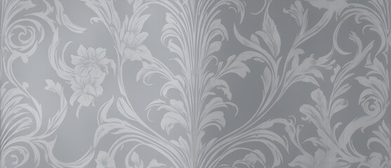 Elegant Victorian era wallpaper with silver patterns from Generative AI
