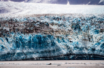 Close up shots of the beautiful layered blue ice of the Hubbard Glacier, Alaska.