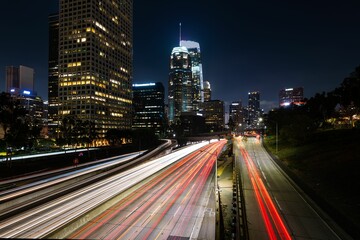 Fototapeta na wymiar Los Angeles downtown light trail