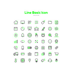 simple line icon collection, basic interface