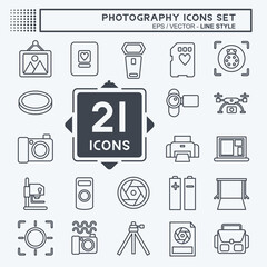 Icon Set Photography. related to Photography symbol. line style. simple design editable. simple illustration