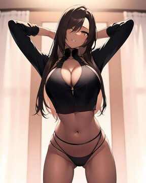 beautiful anime girl in underwear - Generative AI
