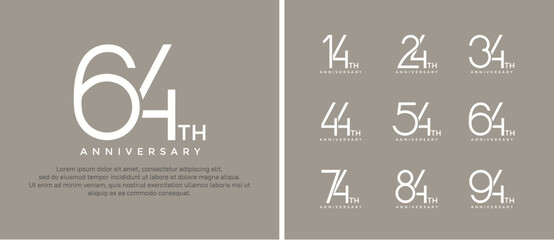 set of anniversary logo white color on brown background for celebration moment