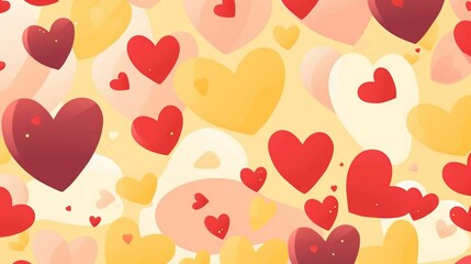 flat design red and rose hearts at yellow background
